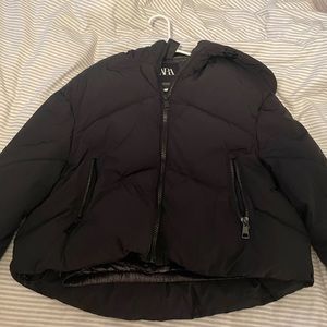 Zara Puffer Coat, Size: XS, Black